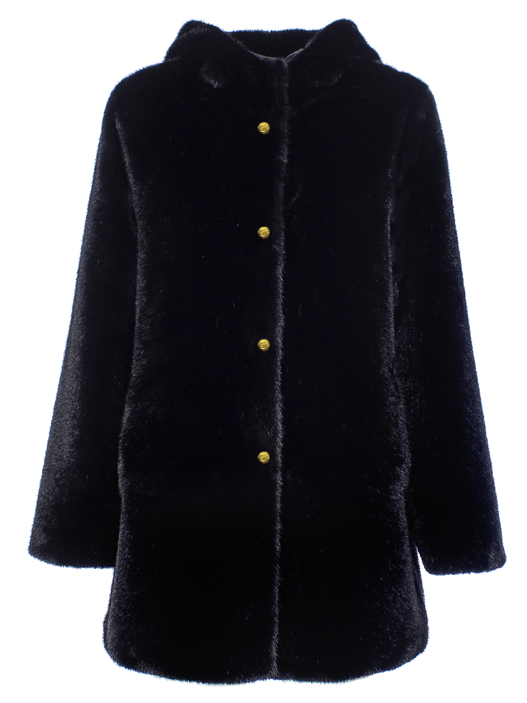 GIACCA LUNGA CON CAPPUCCIO FAUX FUR FAKE MINK ,4 TG,100%PL,MADE IN PRC  - BLACK
